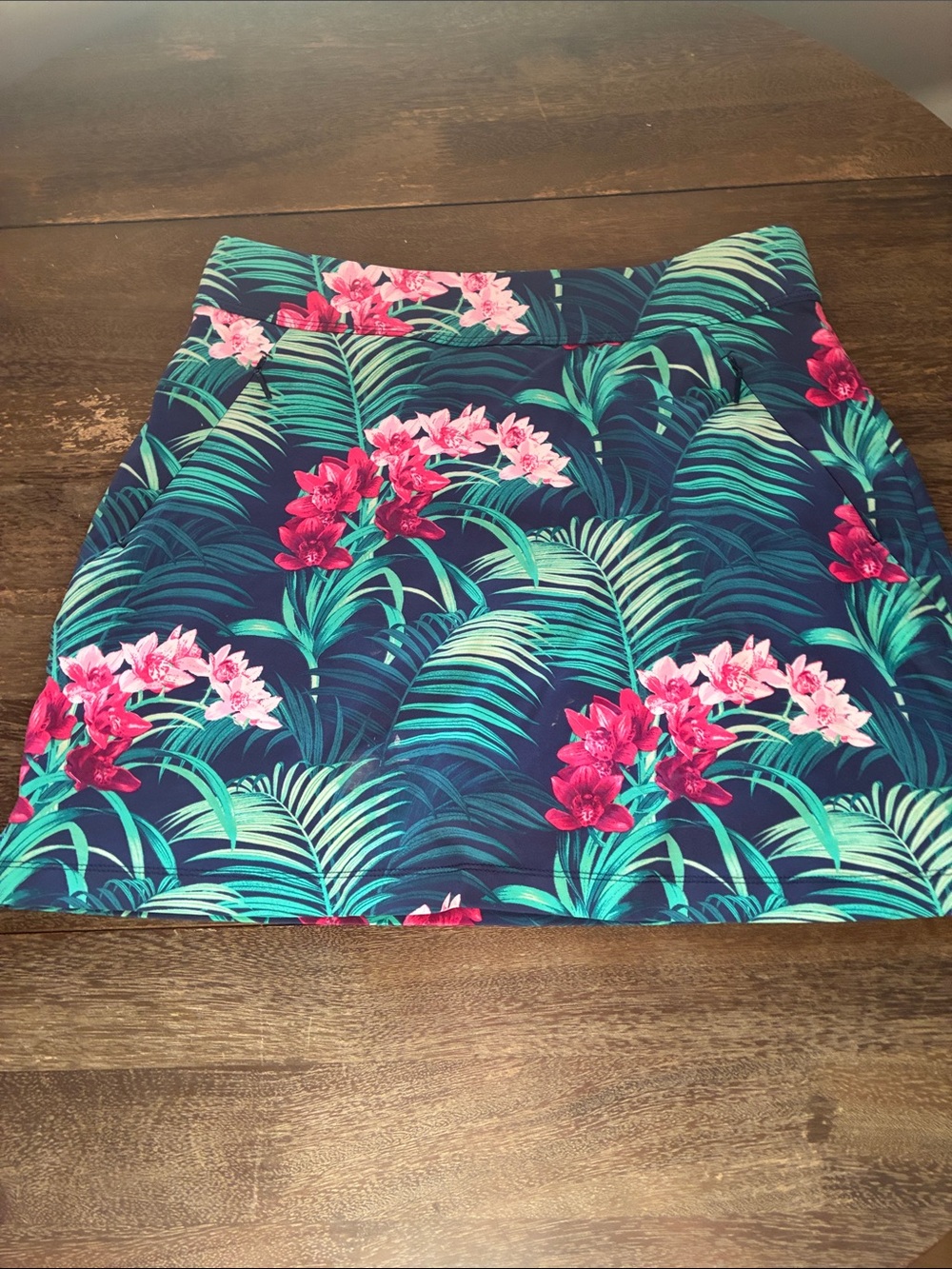 Tommy Bahama Navy Tropical Floral Mini Skort with Pink & Green